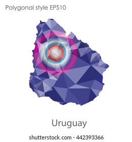 Uruguay map in geometric polygonal style.Abstract gems triangle,modern design background.Vector illustration EPS10.