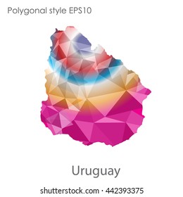 Uruguay map in geometric polygonal style.Abstract gems triangle,modern design background.Vector illustration EPS10.