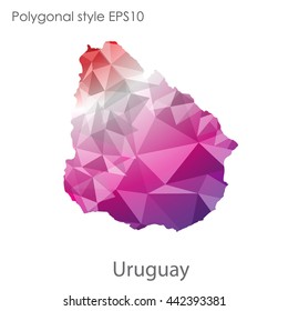 Uruguay map in geometric polygonal style.Abstract gems triangle,modern design background.Vector illustration EPS10.