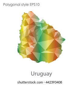 Uruguay map in geometric polygonal style.Abstract gems triangle,modern design background.Vector illustration EPS10.