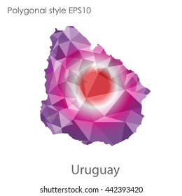 Uruguay map in geometric polygonal style.Abstract gems triangle,modern design background.Vector illustration EPS10.