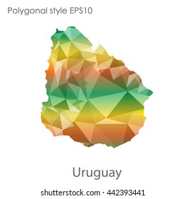 Uruguay map in geometric polygonal style.Abstract gems triangle,modern design background.Vector illustration EPS10.