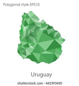Uruguay map in geometric polygonal style.Abstract gems triangle,modern design background.Vector illustration EPS10.