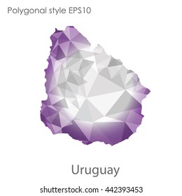 Uruguay map in geometric polygonal style.Abstract gems triangle,modern design background.Vector illustration EPS10.