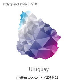 Uruguay map in geometric polygonal style.Abstract gems triangle,modern design background.Vector illustration EPS10.