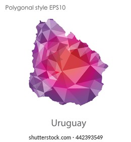 Uruguay map in geometric polygonal style.Abstract gems triangle,modern design background.Vector illustration EPS10.