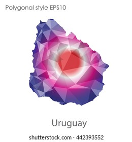 Uruguay map in geometric polygonal style.Abstract gems triangle,modern design background.Vector illustration EPS10.