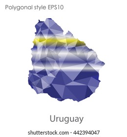 Uruguay map in geometric polygonal style.Abstract gems triangle,modern design background.Vector illustration EPS10.