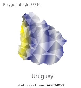 Uruguay map in geometric polygonal style.Abstract gems triangle,modern design background.Vector illustration EPS10.