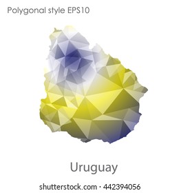 Uruguay map in geometric polygonal style.Abstract gems triangle,modern design background.Vector illustration EPS10.