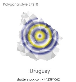 Uruguay map in geometric polygonal style.Abstract gems triangle,modern design background.Vector illustration EPS10.