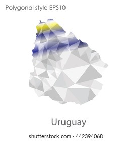 Uruguay map in geometric polygonal style.Abstract gems triangle,modern design background.Vector illustration EPS10.