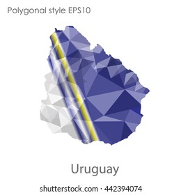 Uruguay map in geometric polygonal style.Abstract gems triangle,modern design background.Vector illustration EPS10.