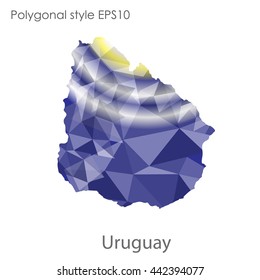 Uruguay map in geometric polygonal style.Abstract gems triangle,modern design background.Vector illustration EPS10.