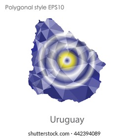 Uruguay map in geometric polygonal style.Abstract gems triangle,modern design background.Vector illustration EPS10.