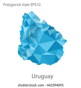 Uruguay map in geometric polygonal style.Abstract gems triangle,modern design background.Vector illustration EPS10.