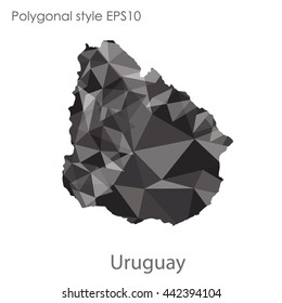 Uruguay map in geometric polygonal style.Abstract gems triangle,modern design background.Vector illustration EPS10.