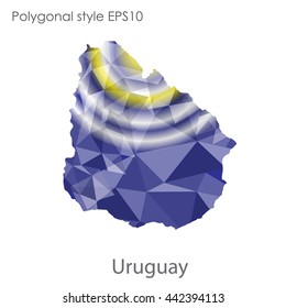 Uruguay map in geometric polygonal style.Abstract gems triangle,modern design background.Vector illustration EPS10.