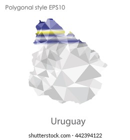 Uruguay map in geometric polygonal style.Abstract gems triangle,modern design background.Vector illustration EPS10.