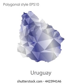 Uruguay map in geometric polygonal style.Abstract gems triangle,modern design background.Vector illustration EPS10.