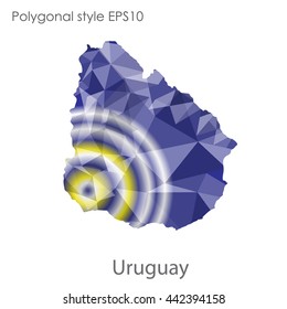 Uruguay map in geometric polygonal style.Abstract gems triangle,modern design background.Vector illustration EPS10.