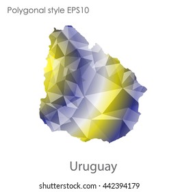 Uruguay map in geometric polygonal style.Abstract gems triangle,modern design background.Vector illustration EPS10.