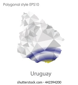 Uruguay map in geometric polygonal style.Abstract gems triangle,modern design background.Vector illustration EPS10.