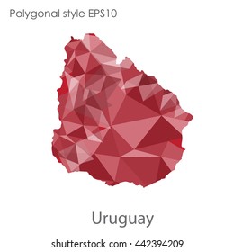 Uruguay map in geometric polygonal style.Abstract gems triangle,modern design background.Vector illustration EPS10.