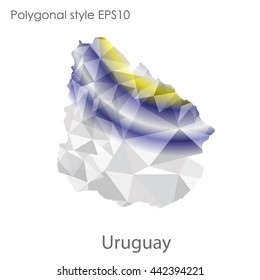 Uruguay map in geometric polygonal style.Abstract gems triangle,modern design background.Vector illustration EPS10.