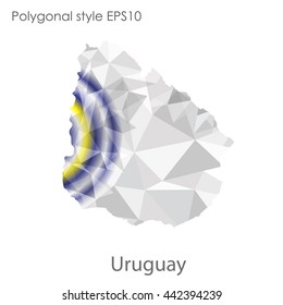 Uruguay map in geometric polygonal style.Abstract gems triangle,modern design background.Vector illustration EPS10.