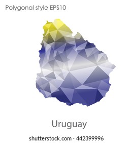 Uruguay map in geometric polygonal style.Abstract gems triangle,modern design background.Vector illustration EPS10.