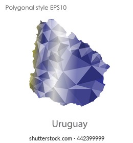 Uruguay map in geometric polygonal style.Abstract gems triangle,modern design background.Vector illustration EPS10.