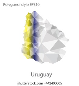 Uruguay map in geometric polygonal style.Abstract gems triangle,modern design background.Vector illustration EPS10.