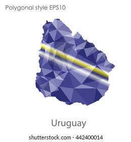 Uruguay map in geometric polygonal style.Abstract gems triangle,modern design background.Vector illustration EPS10.
