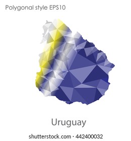 Uruguay map in geometric polygonal style.Abstract gems triangle,modern design background.Vector illustration EPS10.