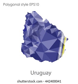 Uruguay map in geometric polygonal style.Abstract gems triangle,modern design background.Vector illustration EPS10.