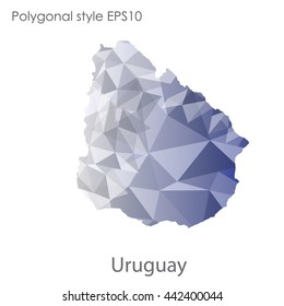 Uruguay map in geometric polygonal style.Abstract gems triangle,modern design background.Vector illustration EPS10.