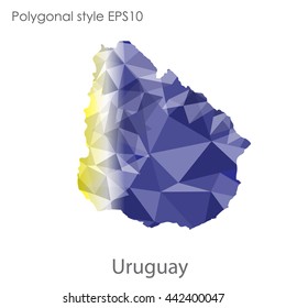 Uruguay map in geometric polygonal style.Abstract gems triangle,modern design background.Vector illustration EPS10.