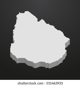 Uruguay map in gray on a black background 3d