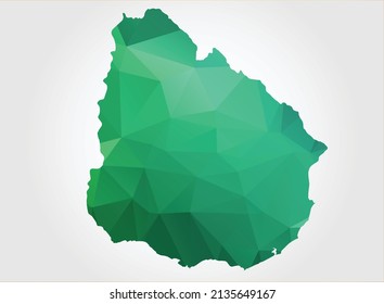 Uruguay Map Green Color on white background polygonal
