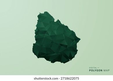 Mapa do Uruguai - Ilustração de vetor estilo polígono verde, baixo projeto geométrico poly com Silhueta limpa no fundo verde macio.