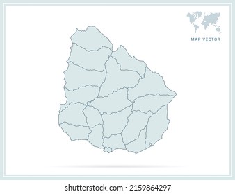 Uruguay mapea el vector verde sobre fondo blanco.