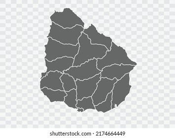Uruguay Map grey Color on Background png
