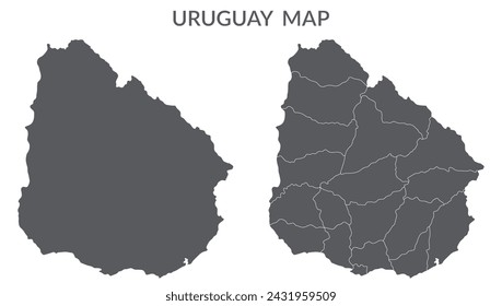 Uruguay map. Map of Uruguay in grey set