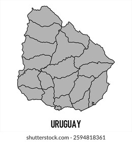 Uruguay map in grey style isolated on white background. Vector illustration