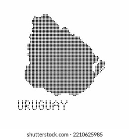 Uruguay map with grunge texture in dot style. Abstract vector illustration of a country map with halftone effect for infographic.