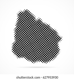 Uruguay map in halftone. Dotted illustration isolated on a white background.
Vector illustration.