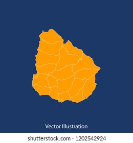 Uruguay map - High detailed color map of Uruguay. flat design style, clean and modern.Vector illustration eps 10