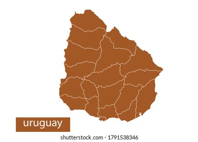 uruguay map High Detailed on white background. Abstract design vector illustration eps 10. Orange color.