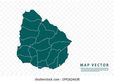 Uruguay-Karte hoch detailliert auf weißem Hintergrund. Abstraktes Design, Vektorgrafik eps10